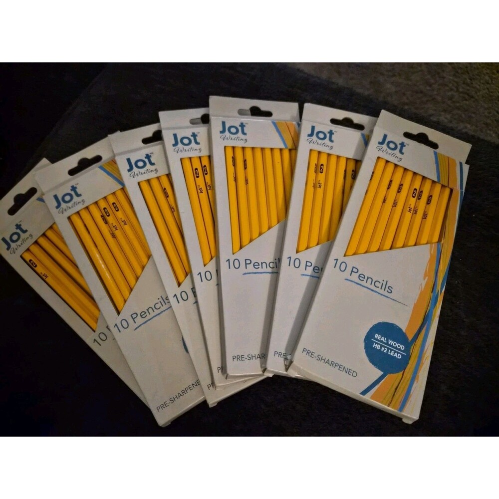 7 Pack of 10 Count Jot Classic Real Wood Writing Pencils No.2 Pencils Yellow